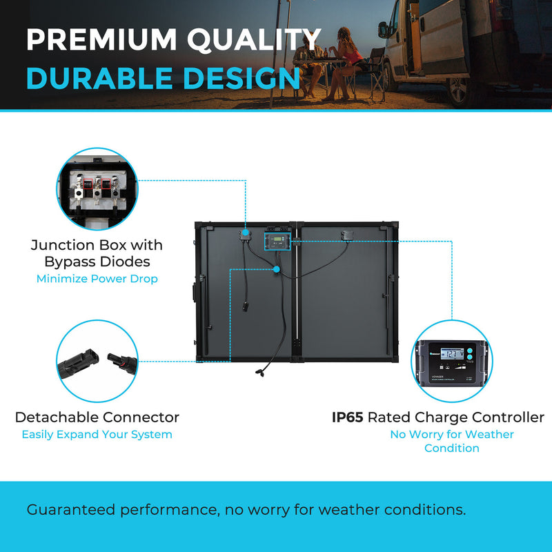 200 Watt 12 Volt Monocrystalline Foldable Solar Suitcase