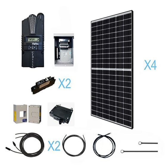 1.2 KW, 12 VOLT MONOCRYSTALLINE Complete Solar Kit with Racking/Batteries (a smaller system for Small Cabins, Minivans or Marine Applications)