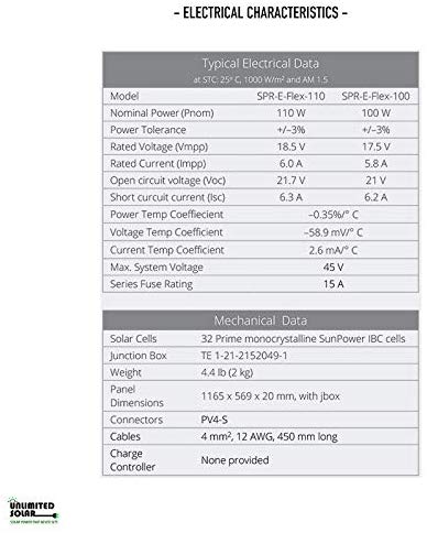 SunPower 100 Watt Flexible Monocrystalline High Efficiency Solar Panel