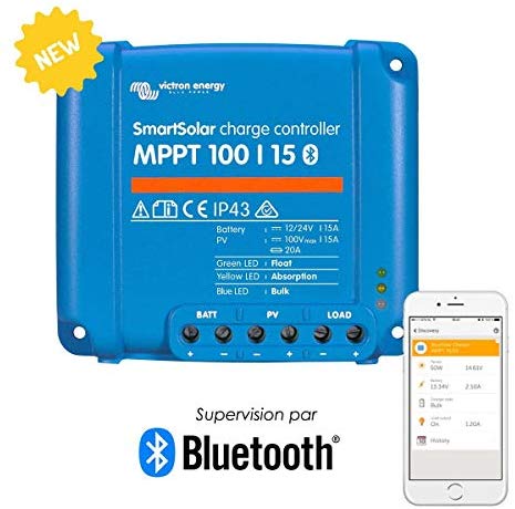 Victron SmartSolar Charge Controller with Built-In Bluetooth – MPPT 75/15 – 75 Volts, 15 Amps