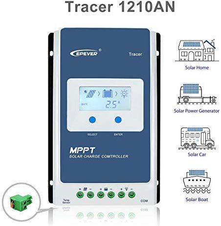 EPEVER 40A MPPT Solar Charge Controller 12V/24V Auto Work, 520W/1040W Solar Panel Charge Controller with LCD Display Negative Grounded for Lead-Acid AGM Lithium Battery(Tracer4210AN)