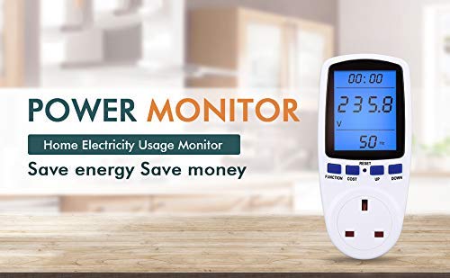 Upgraded Night Vision Power Meter Plug, Power Consumption Monitor Energy Voltage Amps Electricity Usage Monitor Digital LCD Display, Overload Protection, 7 Display Modes for Energy Saving, Watt Meter