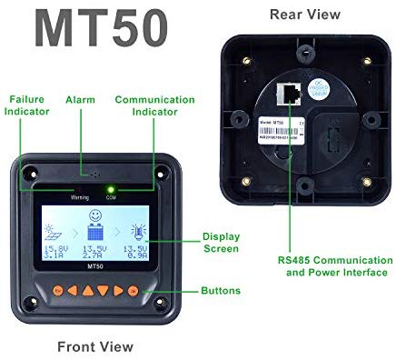 EPEVER 40A MPPT Solar Charge Controller 12V/24V Auto Work, 520W/1040W Solar Panel Charge Controller with LCD Display Negative Grounded for Lead-Acid AGM Lithium Battery(Tracer4210AN)
