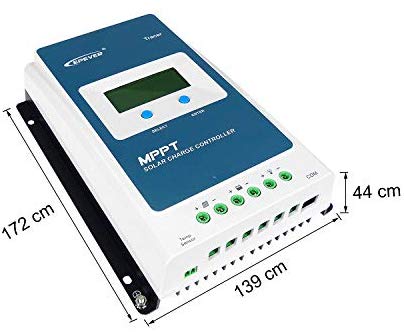 EPEVER 40A MPPT Solar Charge Controller 12V/24V Auto Work, 520W/1040W Solar Panel Charge Controller with LCD Display Negative Grounded for Lead-Acid AGM Lithium Battery(Tracer4210AN)