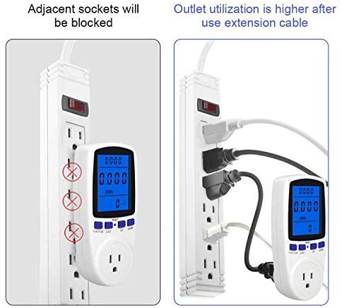Upgraded Night Vision Power Meter Plug, Power Consumption Monitor Energy Voltage Amps Electricity Usage Monitor Digital LCD Display, Overload Protection, 7 Display Modes for Energy Saving, Watt Meter
