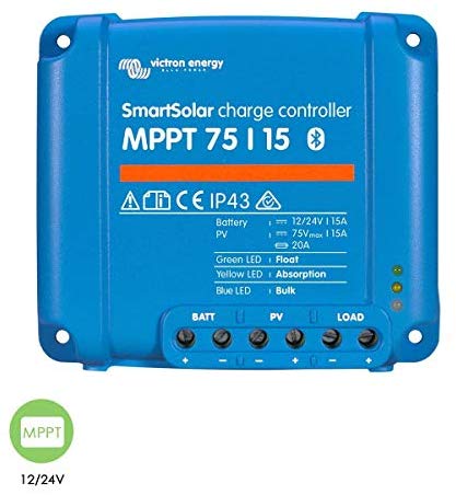 Victron SmartSolar Charge Controller with Built-In Bluetooth – MPPT 75/15 – 75 Volts, 15 Amps