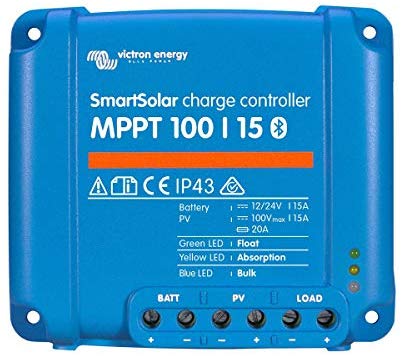 Victron SmartSolar Charge Controller with Built-In Bluetooth – MPPT 75/15 – 75 Volts, 15 Amps