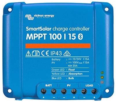 Victron SmartSolar Charge Controller with Built-In Bluetooth – MPPT 75/15 – 75 Volts, 15 Amps