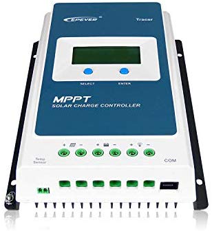 EPEVER 40A MPPT Solar Charge Controller 12V/24V Auto Work, 520W/1040W Solar Panel Charge Controller with LCD Display Negative Grounded for Lead-Acid AGM Lithium Battery(Tracer4210AN)