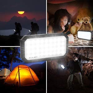 Solar Charger, 25000mAh Battery Solar Power Bank Portable Panel Charger with 36 LEDs and 3 USB Output Ports External Backup Battery for Camping Outdoor for iOS Android (Black)