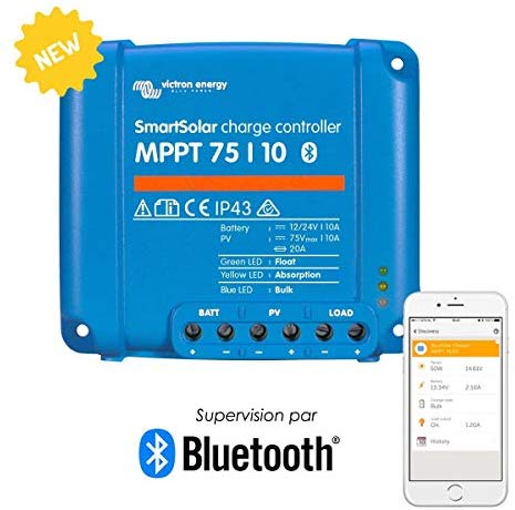 Victron SmartSolar Charge Controller with Built-In Bluetooth – MPPT 75/15 – 75 Volts, 15 Amps