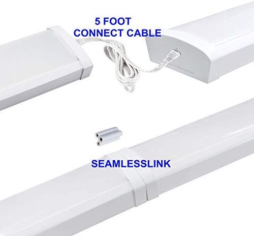 Linkable LED Wraparound Flushmount Light 4ft,LED Shop Light for Garage 4000 Lumens 5000K, ETL and Energy Star Certified,LED Linear Indoor Lights, LED Ceiling Light, 50K1PK