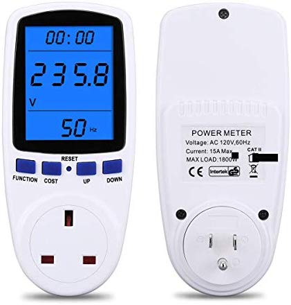 Upgraded Night Vision Power Meter Plug, Power Consumption Monitor Energy Voltage Amps Electricity Usage Monitor Digital LCD Display, Overload Protection, 7 Display Modes for Energy Saving, Watt Meter