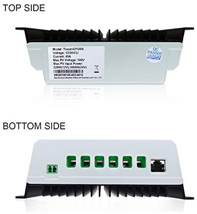 EPEVER 40A MPPT Solar Charge Controller 12V/24V Auto Work, 520W/1040W Solar Panel Charge Controller with LCD Display Negative Grounded for Lead-Acid AGM Lithium Battery(Tracer4210AN)