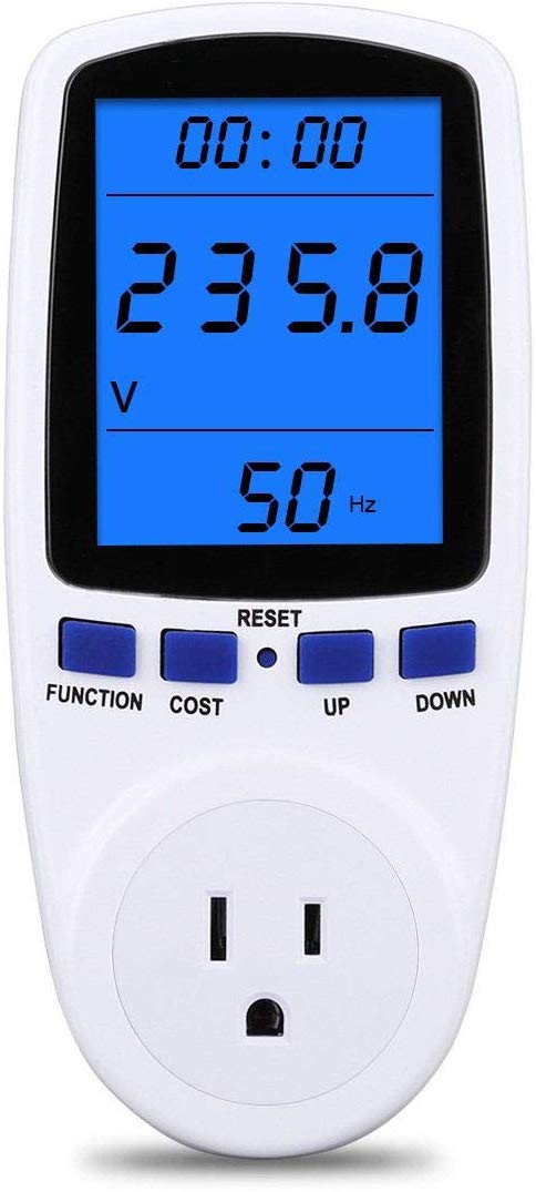Upgraded Night Vision Power Meter Plug, Power Consumption Monitor Energy Voltage Amps Electricity Usage Monitor Digital LCD Display, Overload Protection, 7 Display Modes for Energy Saving, Watt Meter