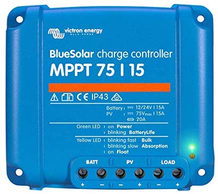Victron SmartSolar Charge Controller with Built-In Bluetooth – MPPT 75/15 – 75 Volts, 15 Amps