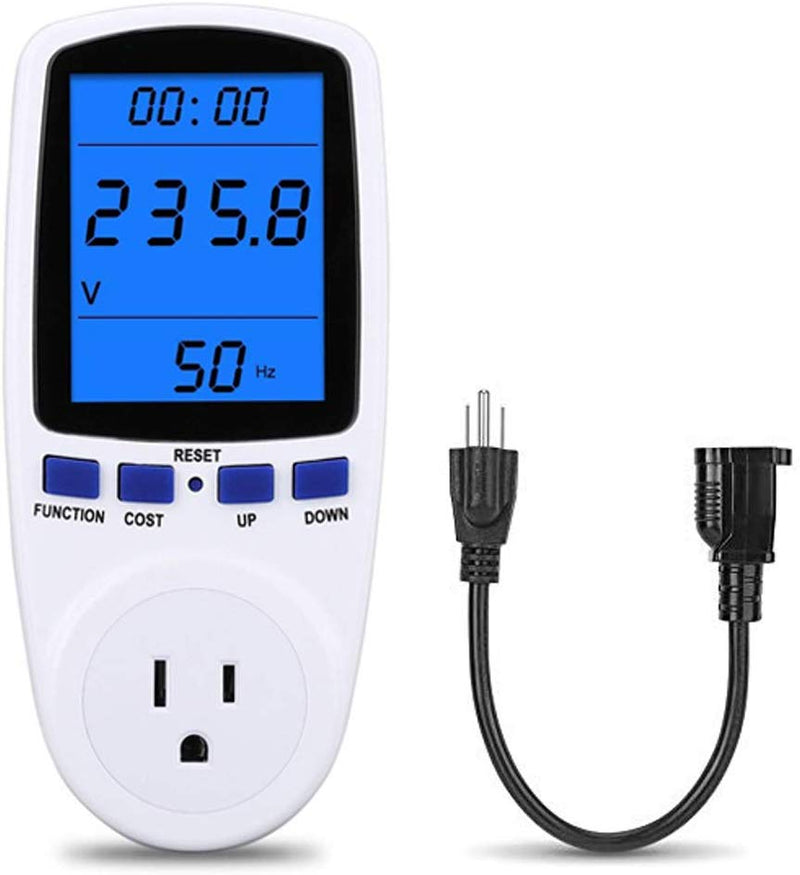 Upgraded Night Vision Power Meter Plug, Power Consumption Monitor Energy Voltage Amps Electricity Usage Monitor Digital LCD Display, Overload Protection, 7 Display Modes for Energy Saving, Watt Meter