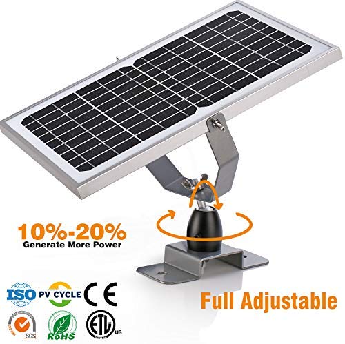SUNER POWER 12V Waterproof Solar Battery Trickle Charger & Maintainer - 10 Watts Solar Panel Built-in Intelligent MPPT Solar Charge Controller + Adjustable Mount Bracket + SAE Connection Cable Kits