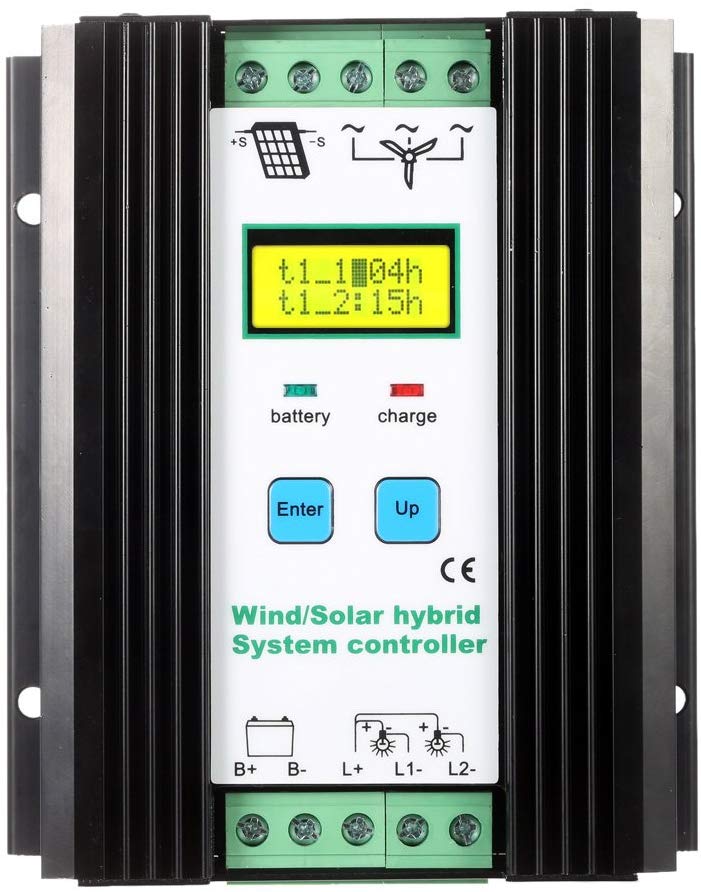 Docooler LCD Economic PWM Wind Solar Hybrid System Controller 12v/24v Automatic Identification Battery Controller (600w Wind + 400w Solar)
