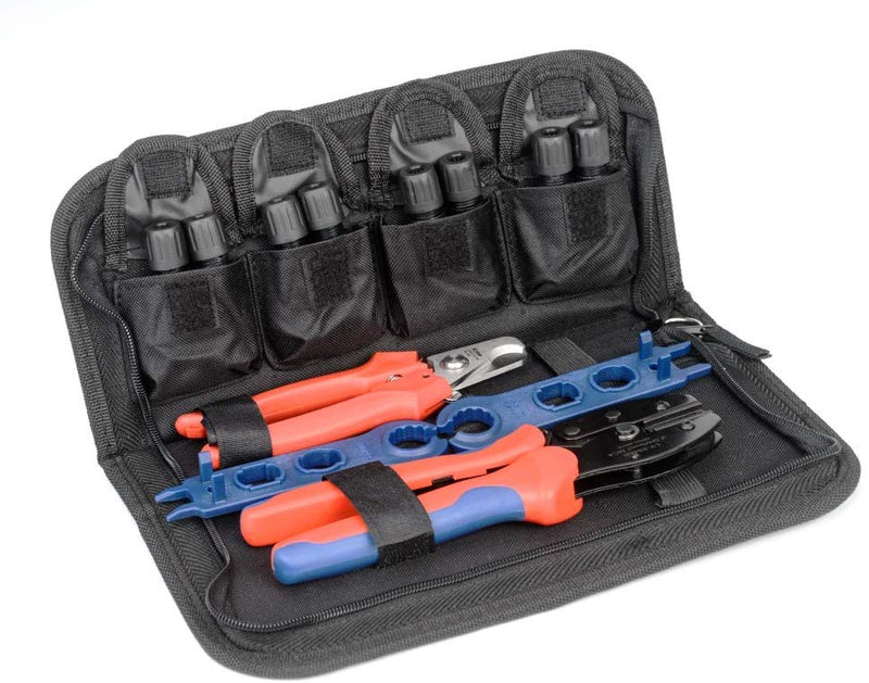 IWISS MC4 Solar PV Panel Crimping Tool Kit with Wire Cutter MC4 Spanner and MC4 Connectors