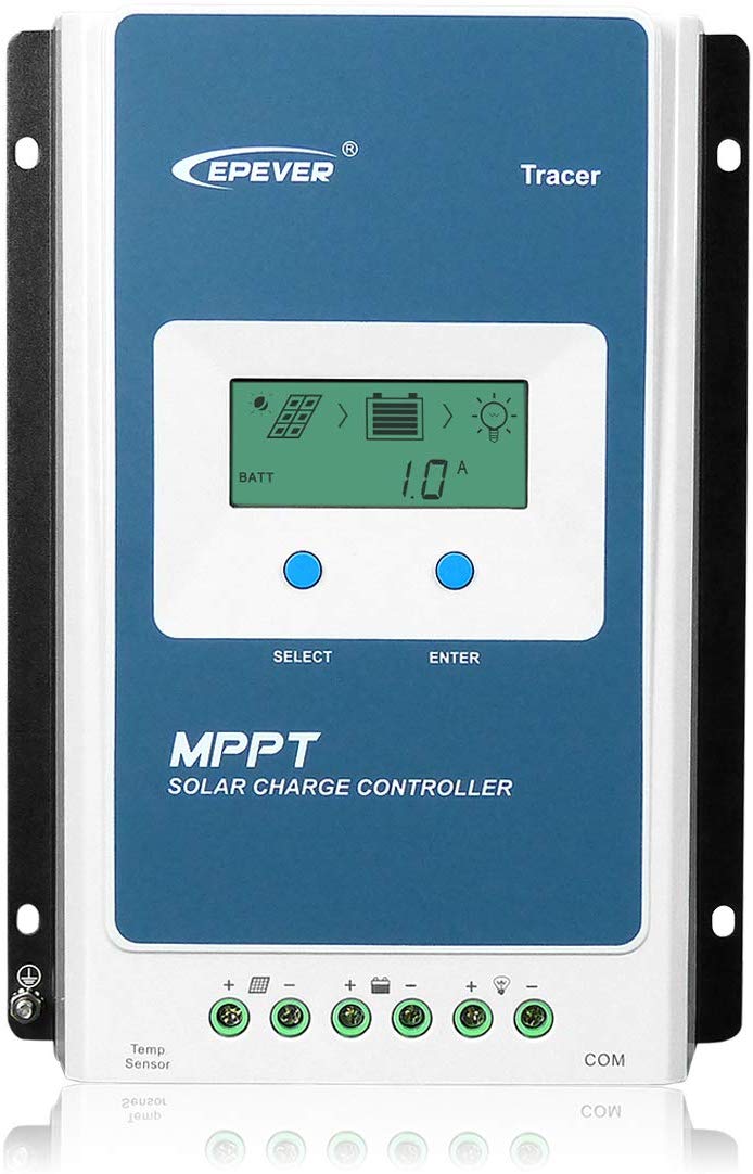 EPEVER 40A MPPT Solar Charge Controller 12V/24V Auto Work, 520W/1040W Solar Panel Charge Controller with LCD Display Negative Grounded for Lead-Acid AGM Lithium Battery(Tracer4210AN)