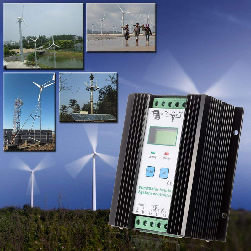Docooler LCD Economic PWM Wind Solar Hybrid System Controller 12v/24v Automatic Identification Battery Controller (600w Wind + 400w Solar)