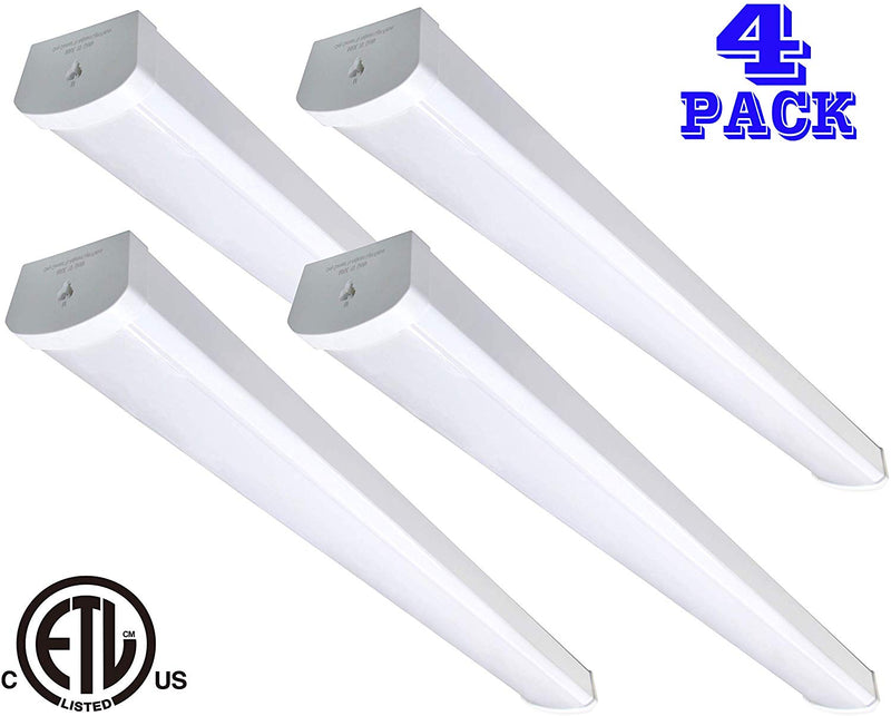 Linkable LED Wraparound Flushmount Light 4ft,LED Shop Light for Garage 4000 Lumens 5000K, ETL and Energy Star Certified,LED Linear Indoor Lights, LED Ceiling Light, 50K1PK