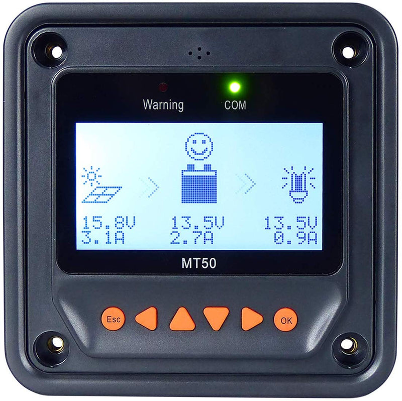 EPEVER 40A MPPT Solar Charge Controller 12V/24V Auto Work, 520W/1040W Solar Panel Charge Controller with LCD Display Negative Grounded for Lead-Acid AGM Lithium Battery(Tracer4210AN)