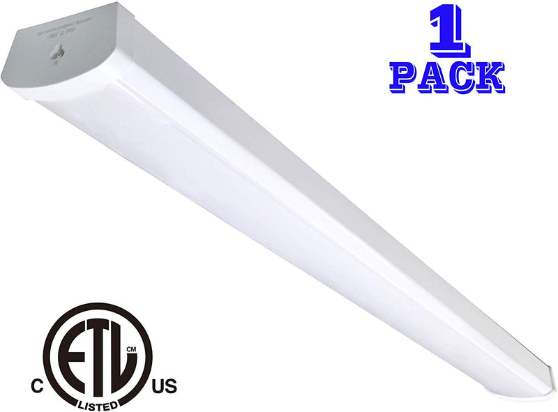 Linkable LED Wraparound Flushmount Light 4ft,LED Shop Light for Garage 4000 Lumens 5000K, ETL and Energy Star Certified,LED Linear Indoor Lights, LED Ceiling Light, 50K1PK
