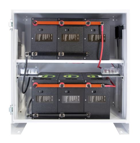 A 22.8 KWH Capacity -Carbon-Steel Enclosure - A NEMA 3R-rated Weather-Resistant Battery Bank