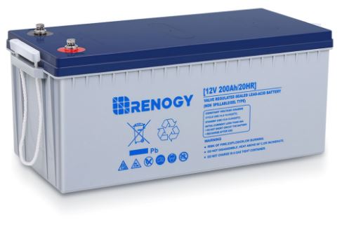 The Renogy Deep Cycle Hybrid Gel Battery 12 VOLT, 200AH  - Manufactured with gel suspended electrolyte and advanced valve regulated technology