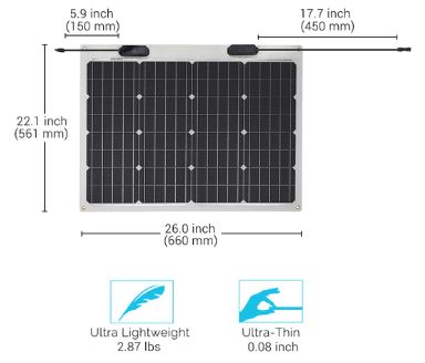 Renogy 50 WATT 12 VOLT FLEXIBLE MONOCRYSTALLINE SOLAR PANEL