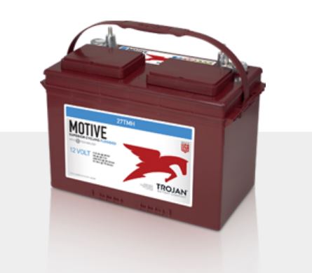 TROJAN, FLOODED BATTERY, 12V, 115AH @ 20HR, GROUP 27, WINGNUT TERMINAL, 27TMH